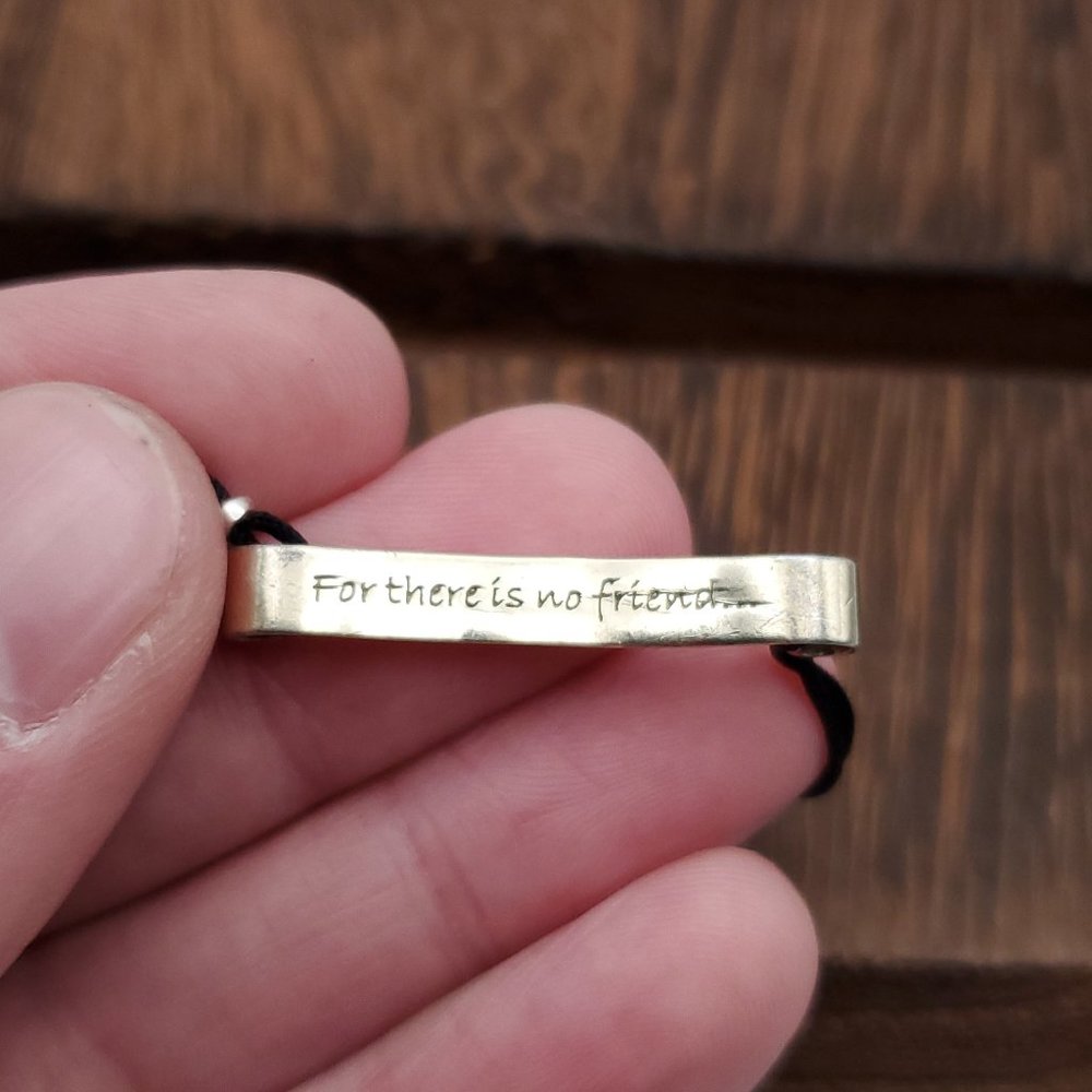 7 Inch 925 Sterling Silver & Cord Sisters Adjustable Bracelet